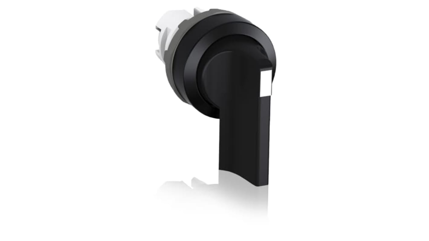 Selettore modulare ABB M2SS6-10B, 2 posizioni, attivazione momentanea, grado di protezione IP66, impugnatura lunga nera.