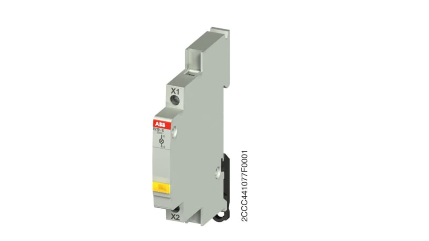 Indicatore LED ABB E219-E48 JAUNE, montaggio a pannello, colore giallo, 48V, forma rettangolare, grado di protezione IP20.