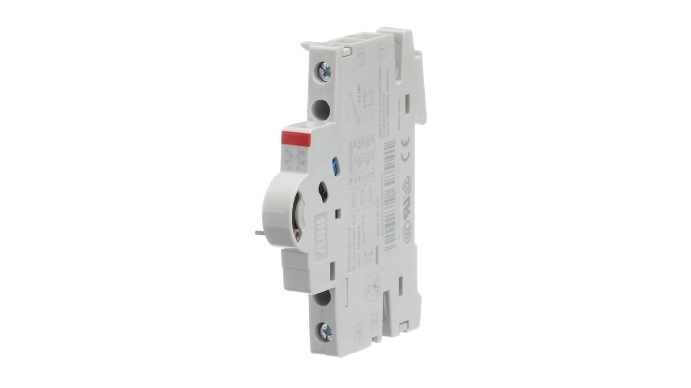 Contatto ausiliario ABB 2CDS200946R0001 S2C-H6-11R, 2 contatti NA/NC, montaggio laterale, compatibile con interruttori miniaturizzati.