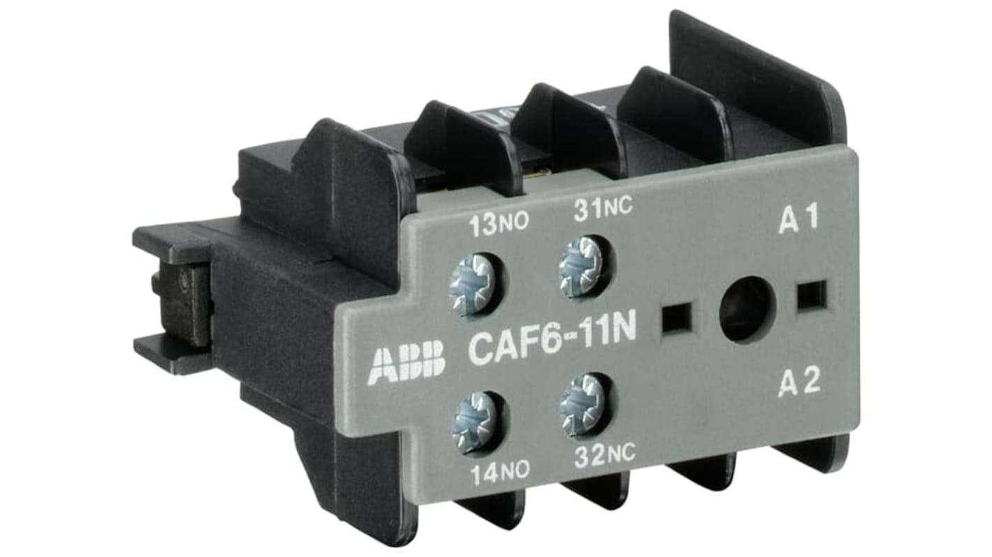 ABB GJL1201330R0002 CAF6-11E, modulo contatti ausiliari 2 poli, montaggio anteriore, tensione 690 V, grado di protezione IP20.