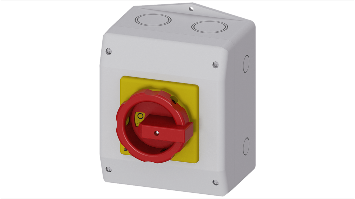 Sezionatore interruttore Siemens 3LD2265-8VQ53-0AF6, 2 poli, 32A, fusibile RK5, grado di protezione IP65.
