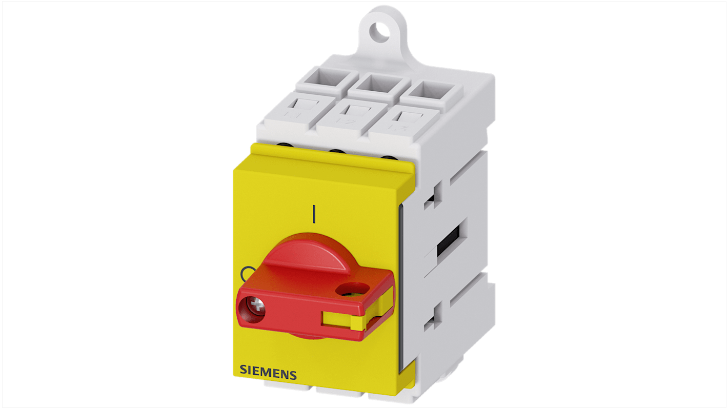 Sezionatore interruttore fusibile Siemens 3LD3030-0TK13, 3 poli, 16A, fusibile RK5, grado di protezione IP40.