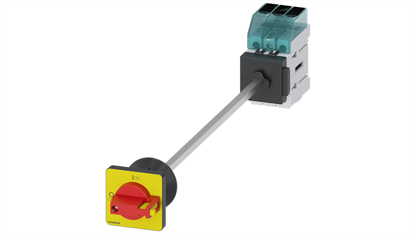 Sezionatore interruttore Siemens 3LD3140-0TK13, 3 poli, 25A, fusibile RK5, IP40, temperatura operativa -25 a 55 °C.