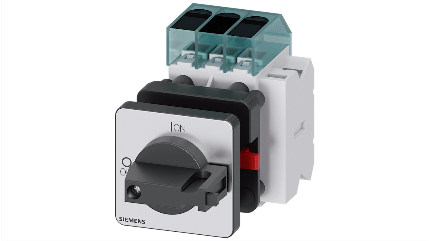 Sezionatore interruttore Siemens 3LD3150-1TK11, 3 poli, 25A, fusibile RK5, IP40, temperatura operativa -25 a 55 °C.