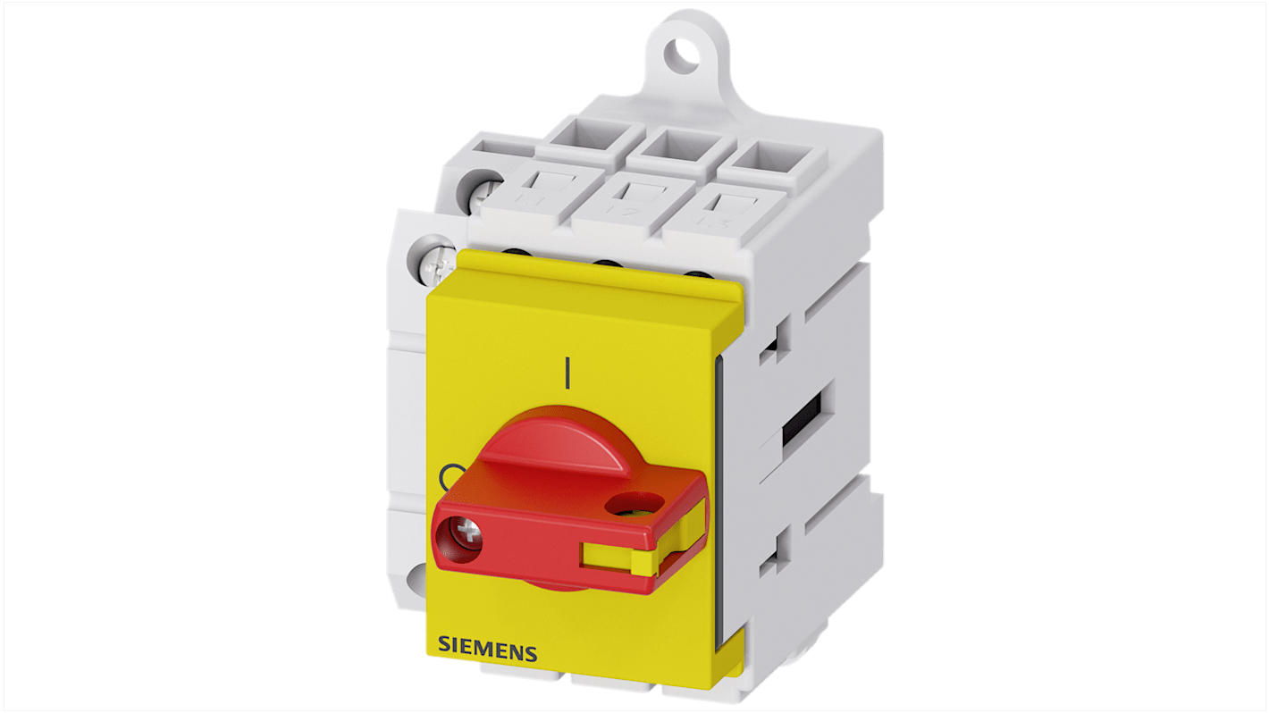 Sezionatore interruttore Siemens 3LD3230-1TK13, 3 poli, 32A, fusibile RK5, IP40, temperatura operativa -25 a 55 °C.