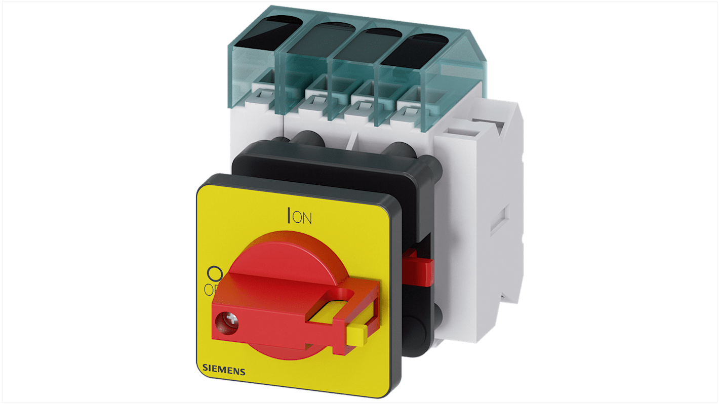 Sezionatore interruttore Siemens SENTRON 3LD3350-1TL13, 4 poli, 40A, IP40, temperatura operativa -25 a 55°C.