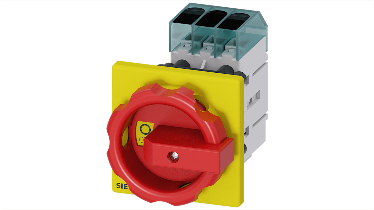 Sezionatore interruttore Siemens 3LD3354-0TK53, 3 poli, 40A, fusibile RK5, IP40, temperatura operativa -25 a 55 °C.