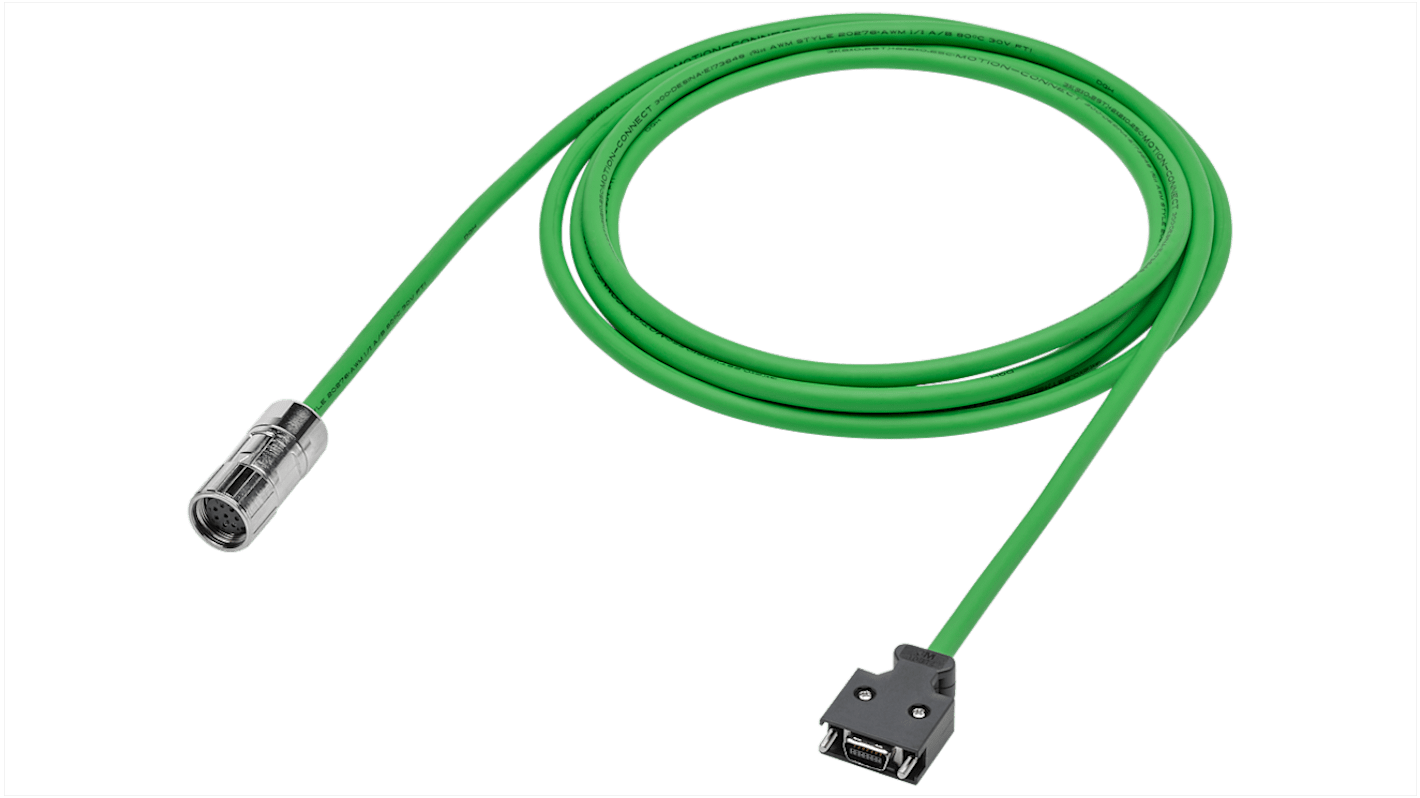 Cavo encoder incrementale Siemens 6FX3002-2CT12-1BF0 per SINAMICS V90, 15m, IP65, PVC, -25 °C a 80 °C.