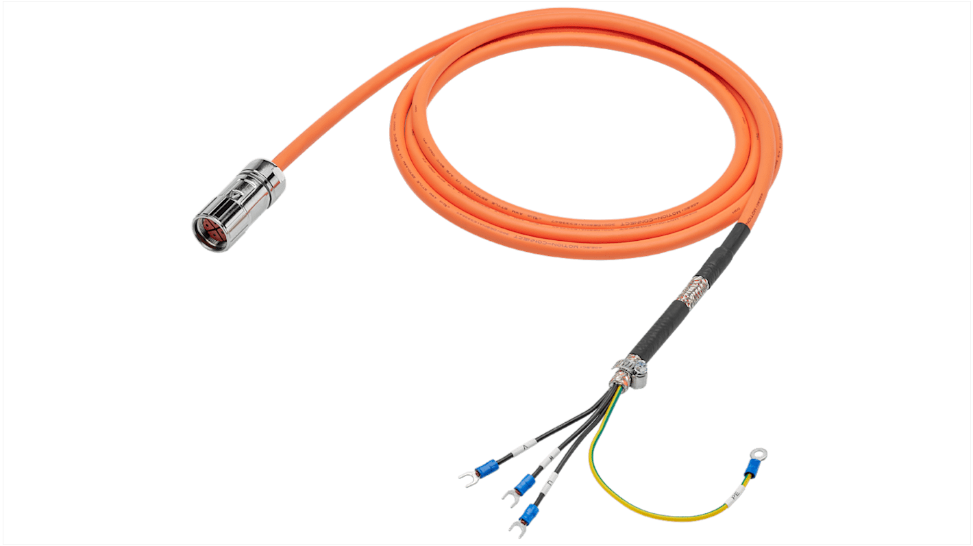 Cavo di alimentazione Siemens 6FX3002-5CL12-1AH0 per SINAMICS V90, 4 conduttori, 7m, 600V, IP65.