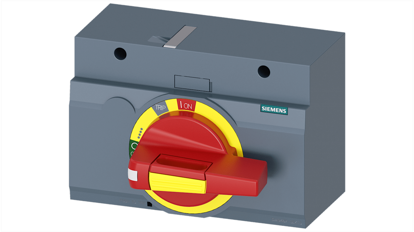 Siemens manopola rotante rossa/gialla per arresto di emergenza, compatibile con serie 3VA1 e 3VA2, montaggio anteriore, lunghezza 138 mm.