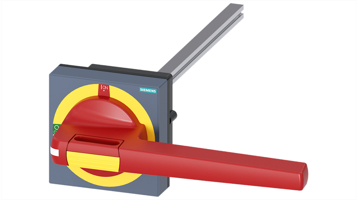 Siemens manopola rotante rossa/gialla IP65 per spegnimento di emergenza, lunghezza 200 mm, compatibile con albero 12 x 12.