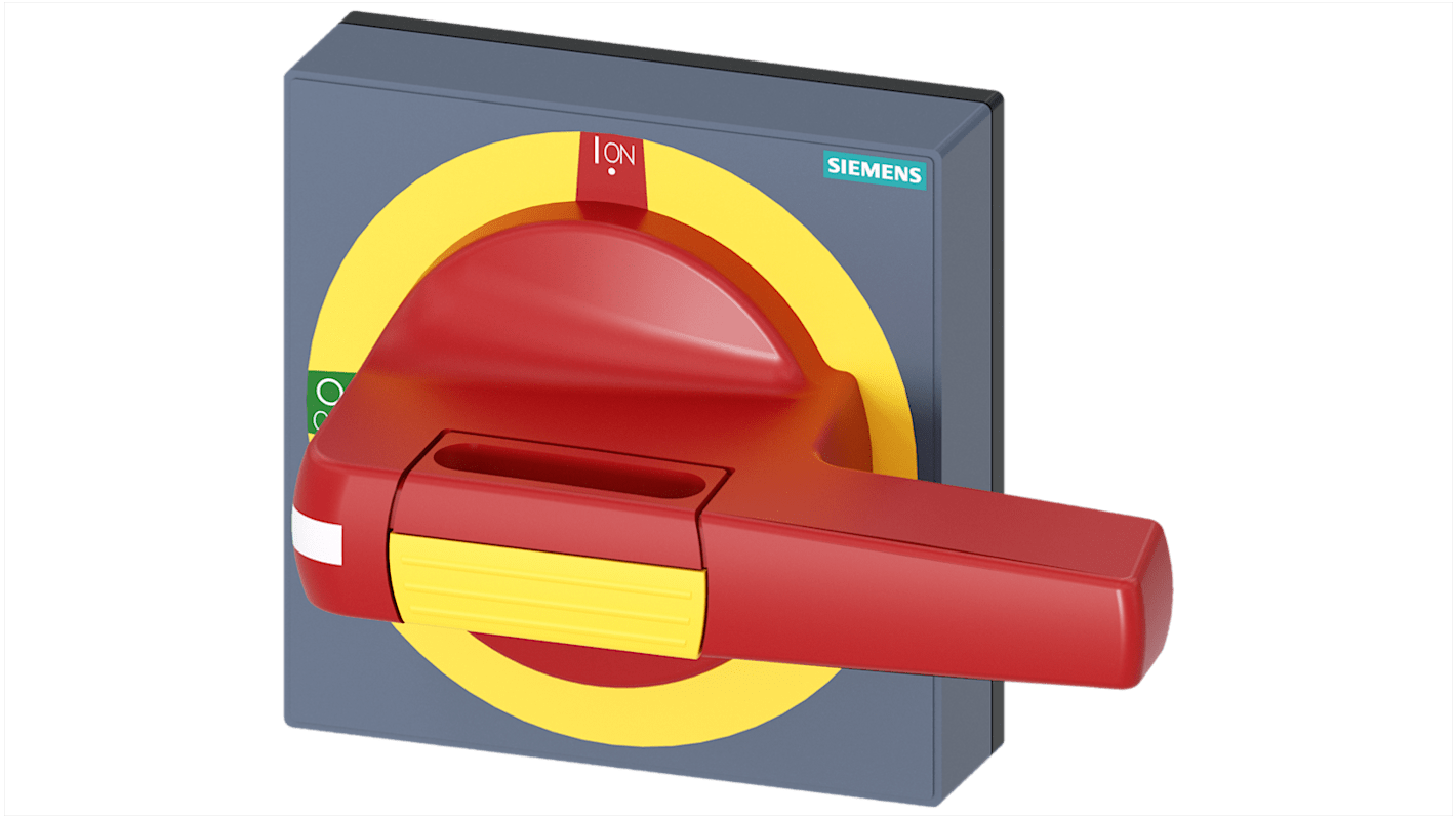 Manopola rotante Siemens 8UD1841-2AF05, colore rosso/giallo, per 3KD e 3KF, lunghezza 100 mm, grado di protezione IP65.