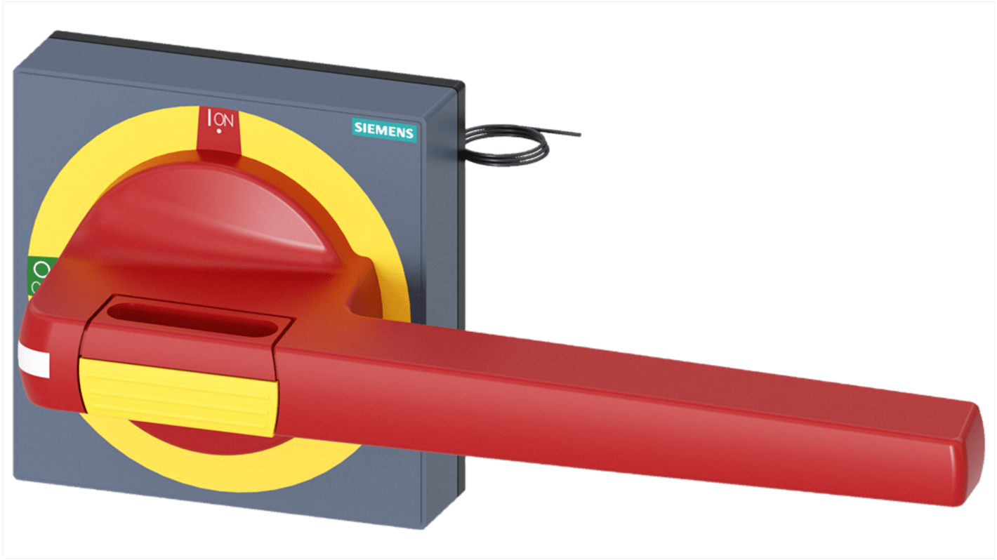 Manopola rotante Siemens 8UD1861-4CF05, colore rosso/giallo, per 3KD e 3KF, con piastra di mascheratura e grado di protezione IP65.