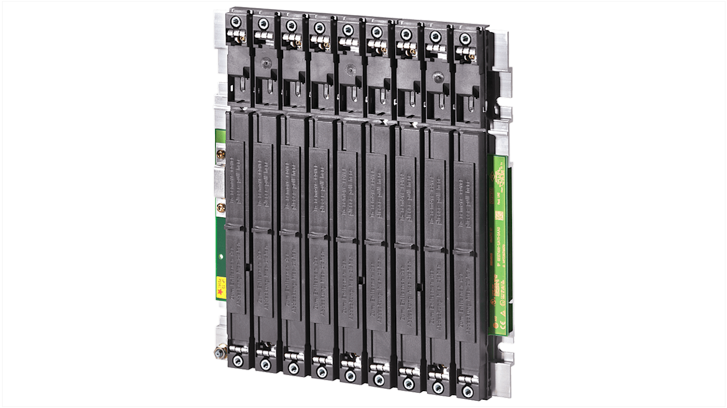 Rack Siemens 6ES7400-1JA11-0AA0 per SIMATIC S7-400, 9 slot, dimensioni 257,5 mm x 290 mm x 27,5 mm, con bus di comunicazione.