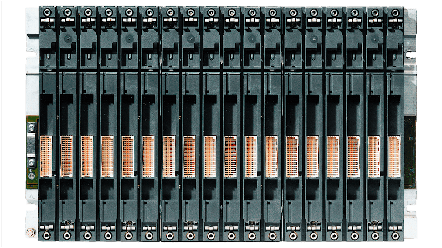 Rack di espansione Siemens 6ES7403-1TA01-0AA0 per SIMATIC S7-400, 18 slot, alimentatori ridondanti, dimensioni 482,5x290x27,5 mm.
