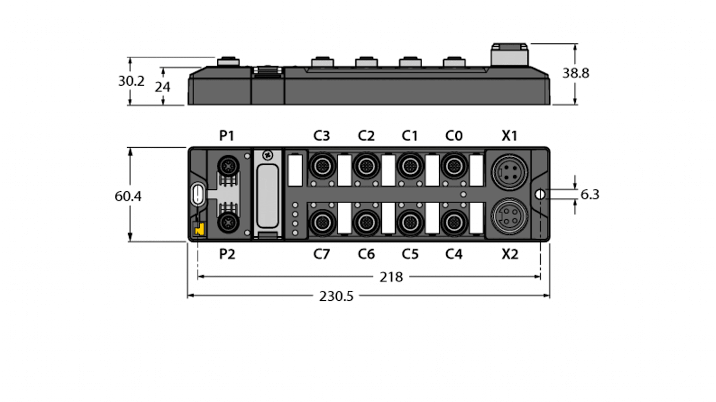 Modulo I/O Turck TBEN-L4-16DIP, 16 ingressi PNP, contenitore in fibra di vetro, supporta PROFINET e Modbus TCP.
