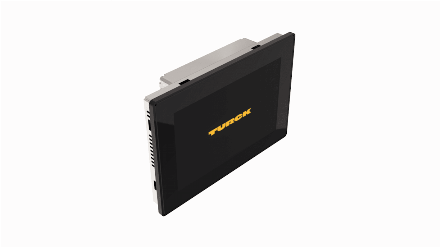 Turck TX710-P3CV01, display HMI touch screen da 10 pollici, risoluzione 1280 x 800, con connessioni Ethernet e USB.
