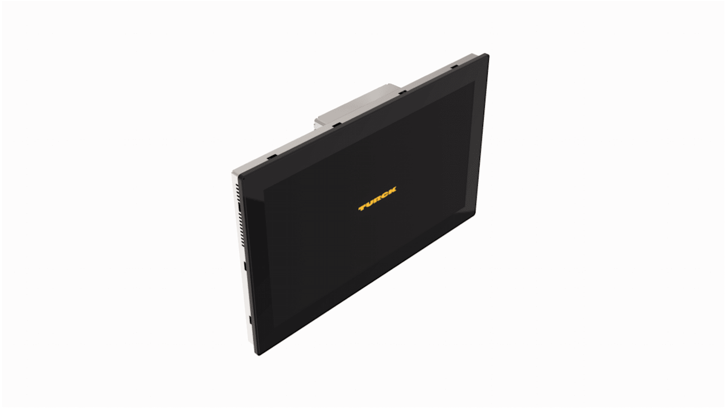 Turck TX721-P3CV01, display HMI touch screen da 21 pollici, risoluzione 1920x1080, con connessioni Ethernet e USB.