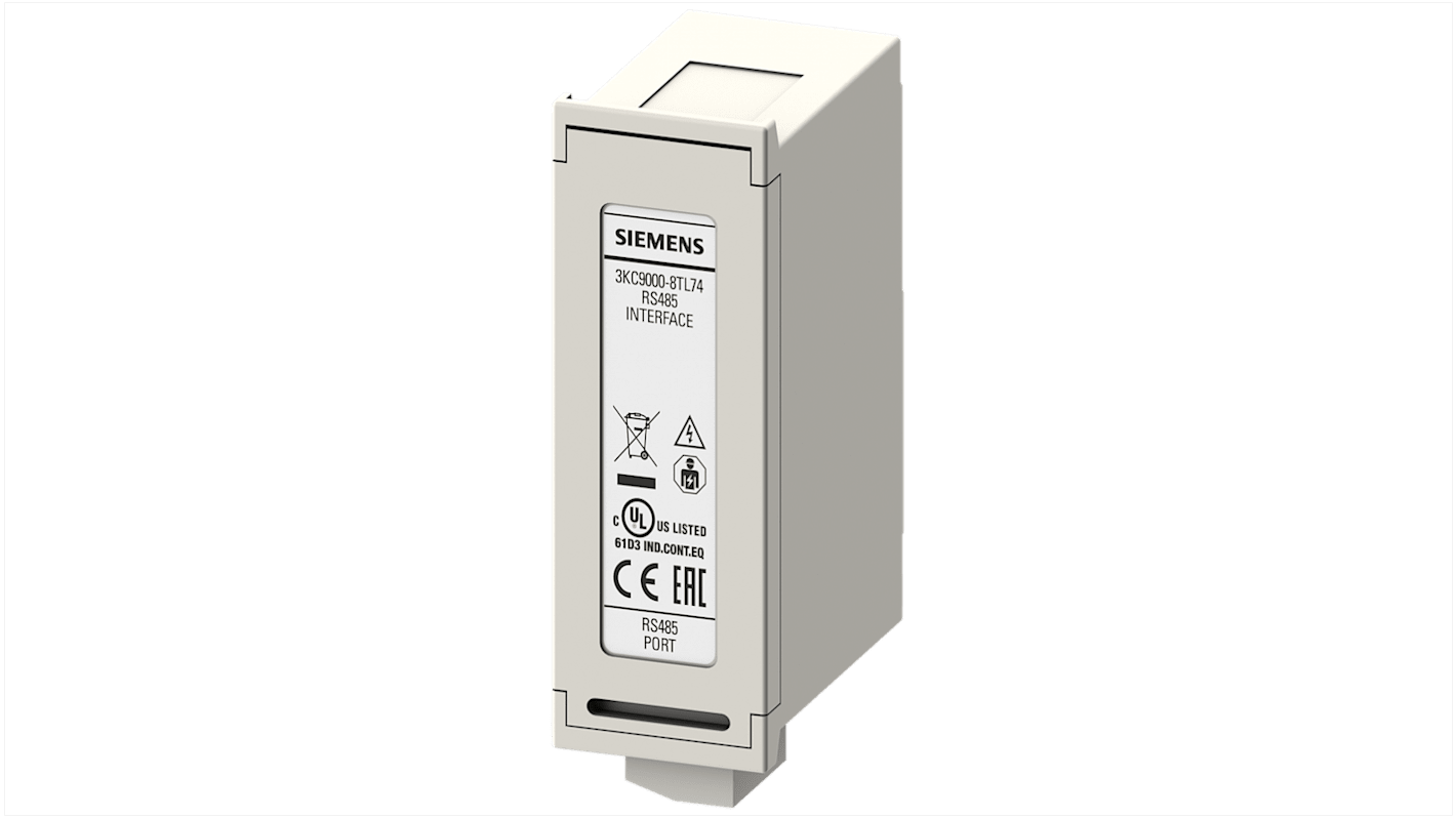 Sezionatore portafusibili Siemens Sentron 3KC9, codice 3KC9000-8TL74, con interfaccia RS485 per applicazioni industriali.