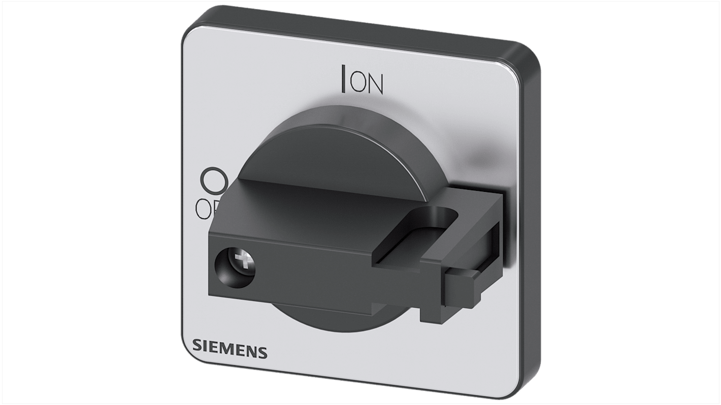 Manopola rotante gialla Siemens 3LD9343-6C per sezionatore di carico, montaggio su piastra 48x48 mm, foro 22,5 mm.