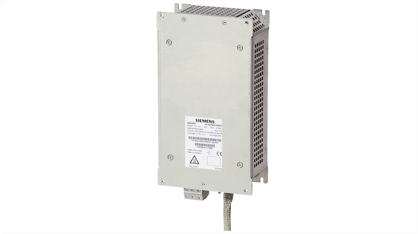 Interruttore automatico Siemens 6SL3202-0AJ23-2CA0, corrente nominale 32 A, con terminali a vite per collegamento PE.