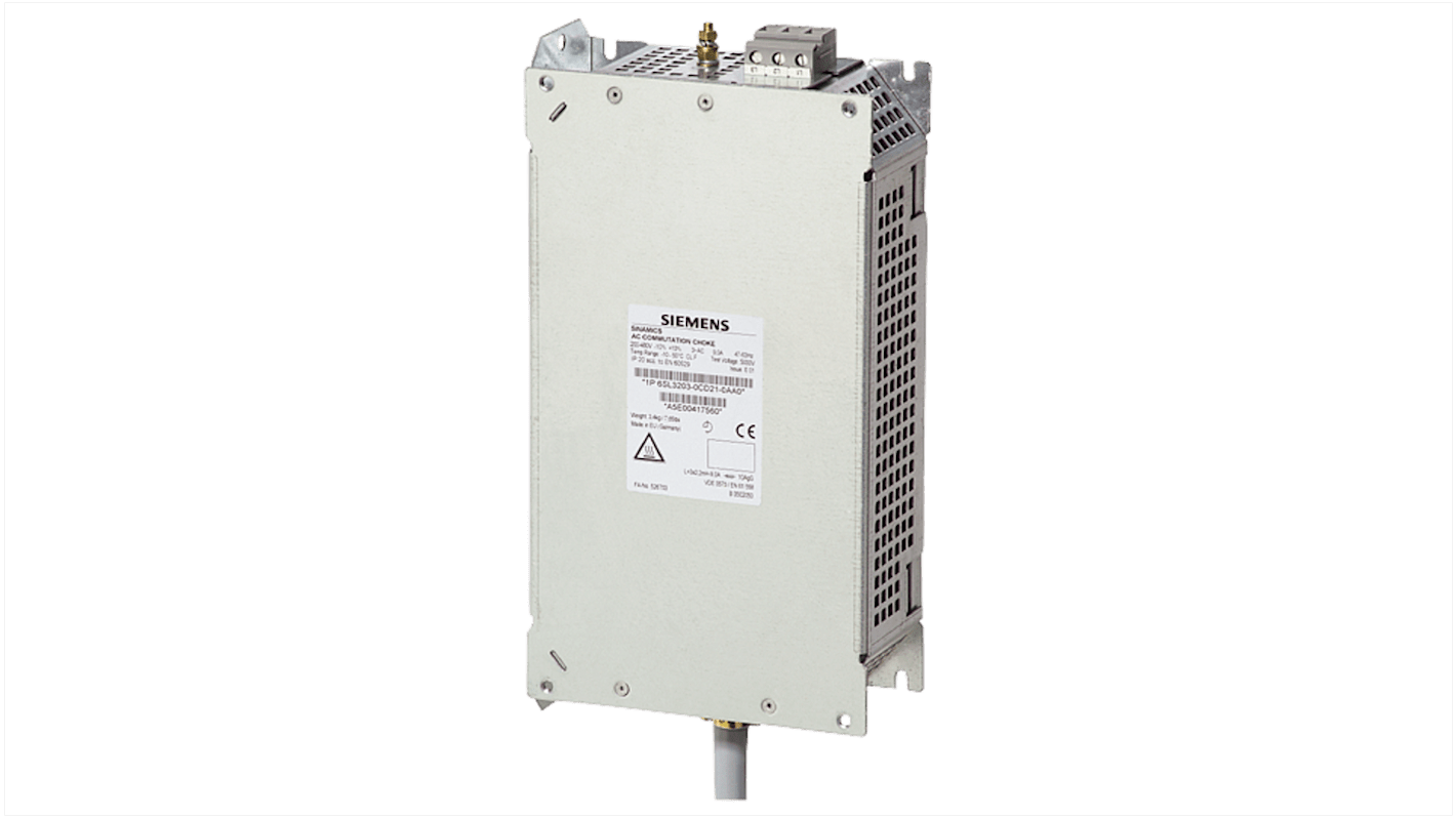 Inverter Siemens 6SL3203-0CD21-4AA0, corrente 11,6 A, tensione 380-480 V, classe di protezione IP20, terminale a vite.