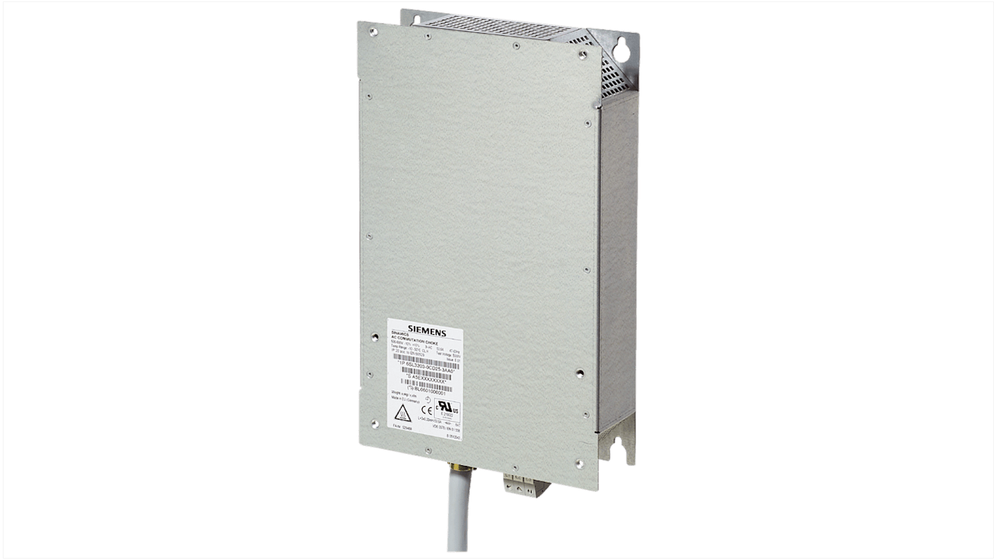 Inverter Sinamics Siemens 6SL3203-0CJ24-5AA0, reattore di uscita 47 A, alimentazione 380-480 V, grado di protezione IP20.