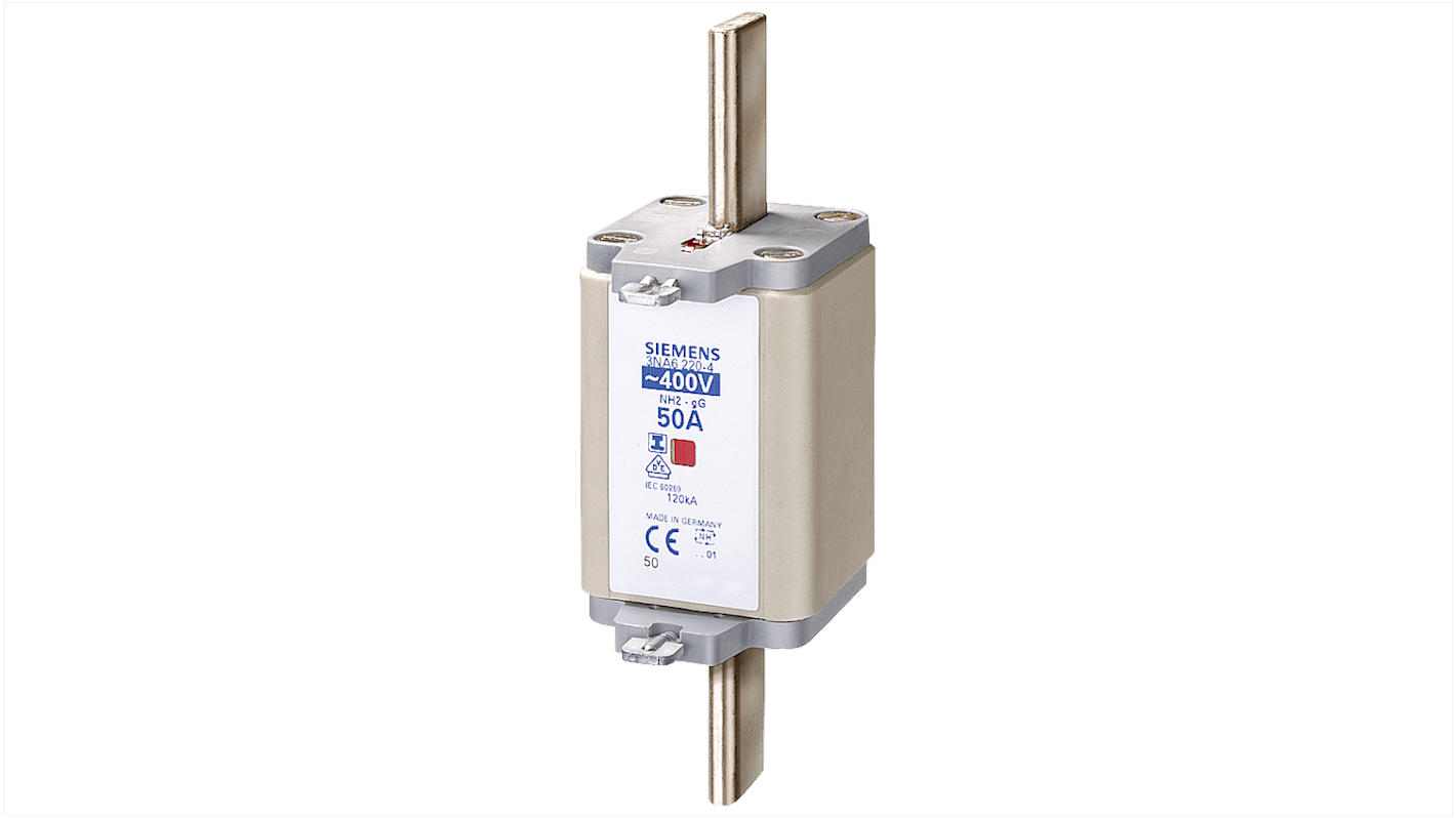 Fusibile NH2 Siemens 3NA6254-4, 355A, 400V, con linguette centrate, per impianti industriali e distribuzione elettrica.
