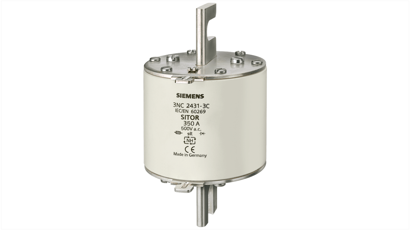 Fusibile NH3 aR Siemens 3NC2432-3C, 400A, 400V, progettato per protezione rapida in impianti industriali.
