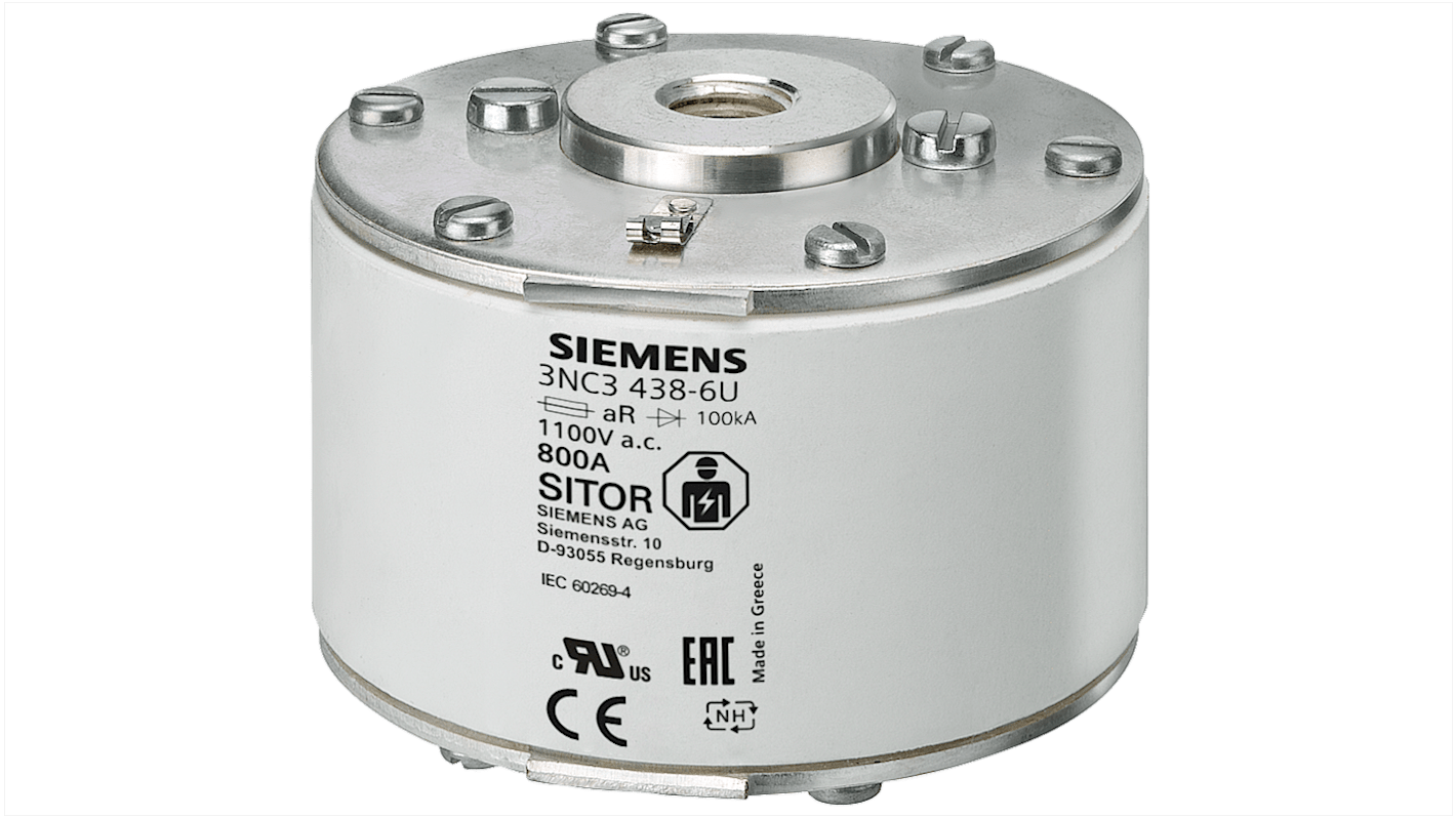 Fusibile quadrato Siemens NH3, 315A, 440V, progettato per protezione in applicazioni industriali e UPS. Codice 3NC3430-6U.