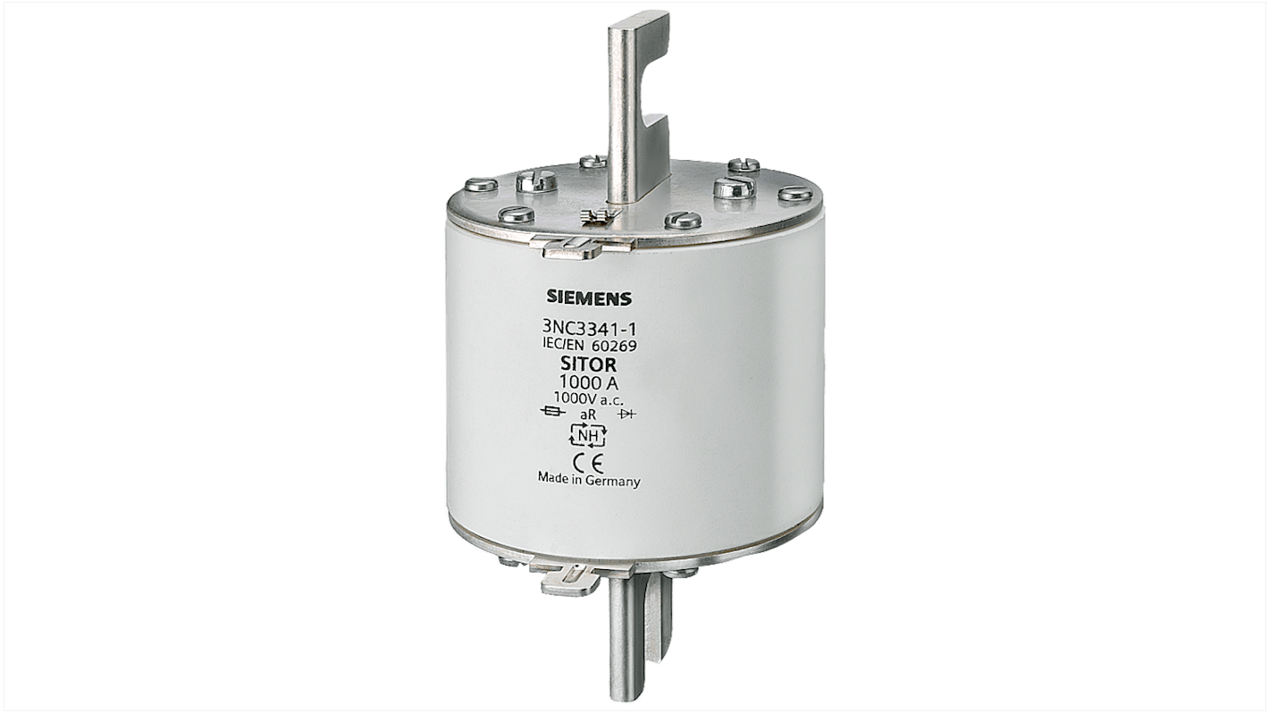 Fusibile NH3 Siemens 3NC3434-1U, 500A, 400V, con linguette ad asola, per protezione di sistemi industriali.