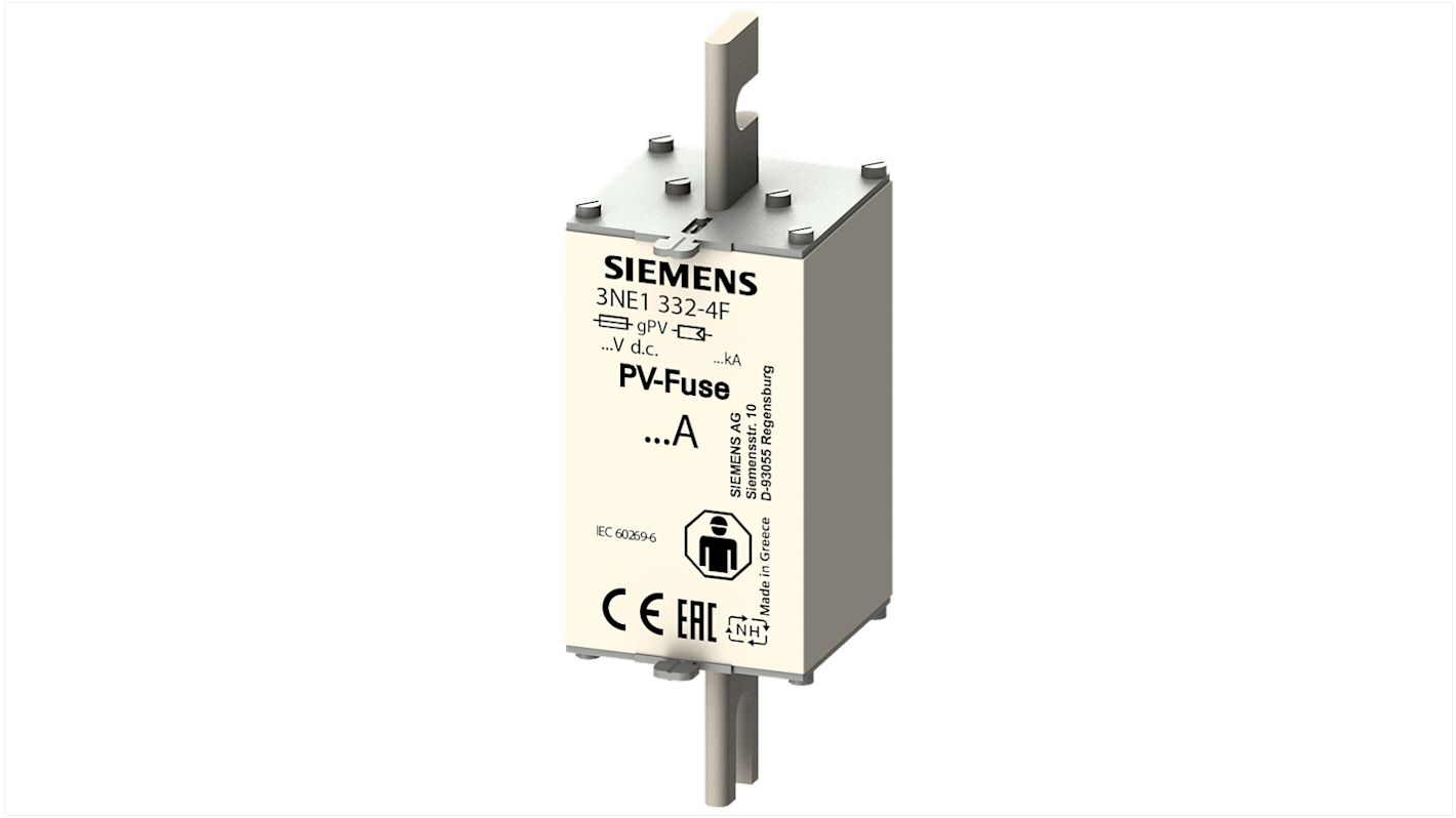 Fusibile NH2L Siemens 3NE1332-4F, 400A, 1kV, con linguette centrate per impianti elettrici.