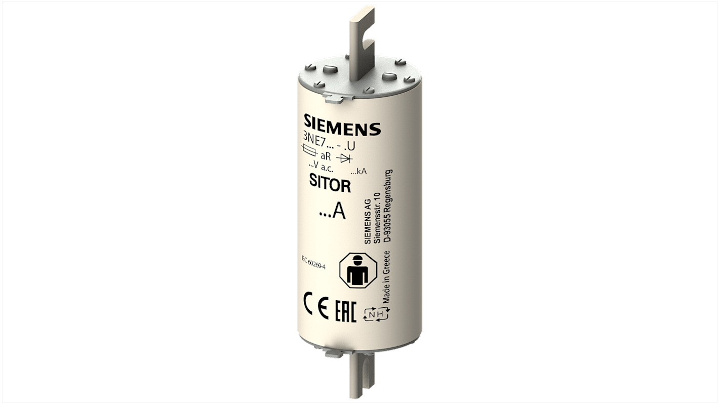 Fusibile NH3 Siemens 3NE7637-1U, 710A, 2kV, con linguette ad asola per scollegamento rapido, ideale per sistemi UPS.