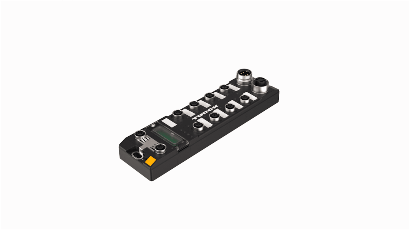 Modulo I/O Turck TBEN-L5-8DIP-8DOP, 8 porte EtherNet/IP e Profinet, grado di protezione IP69K, alimentazione 18-30 V cc.