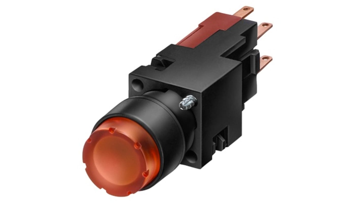 Pulsante SPST Siemens 3SB2202-0LB01, rotondo, nero, diametro foratura 16 mm, classe di protezione IP65.
