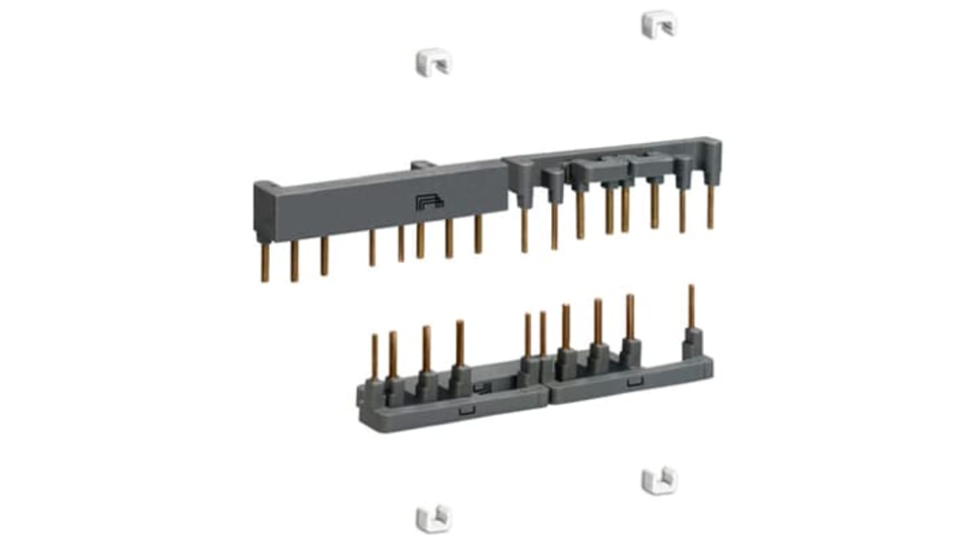 Set connettore ABB 1SBN081018R2000 BEY16C-3 per contattori Star e Delta, include clip di fissaggio, dimensioni 67,3 mm x 16,6 mm x 24,15 mm.