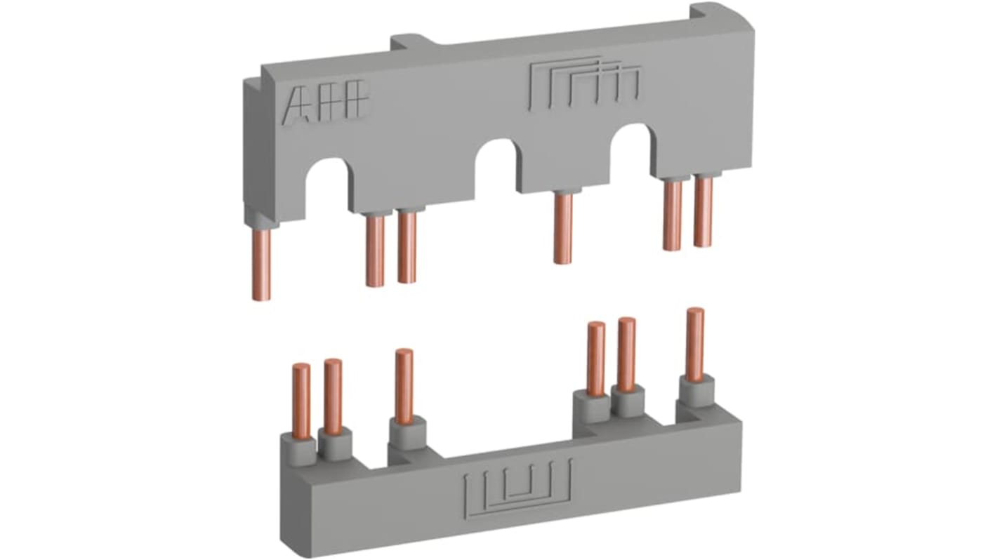 Collegamento ABB 1SBN083911R1000 BER96-4 per contattori AF80 e AF96, composto da barre di rame solido isolate.