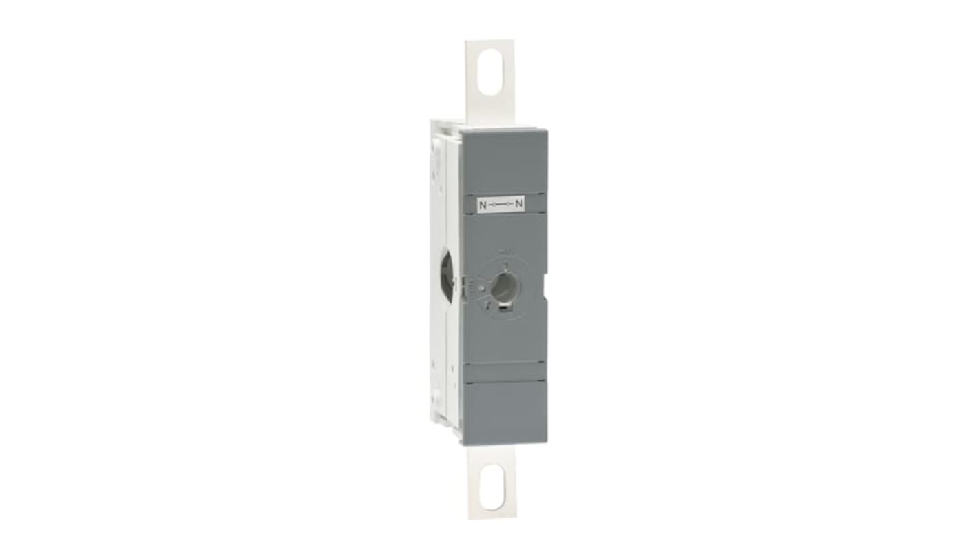 Sezionatore interruttore a fusibile ABB OXN250, montaggio su base, larghezza 40 mm, altezza 150 mm, lunghezza 70 mm.