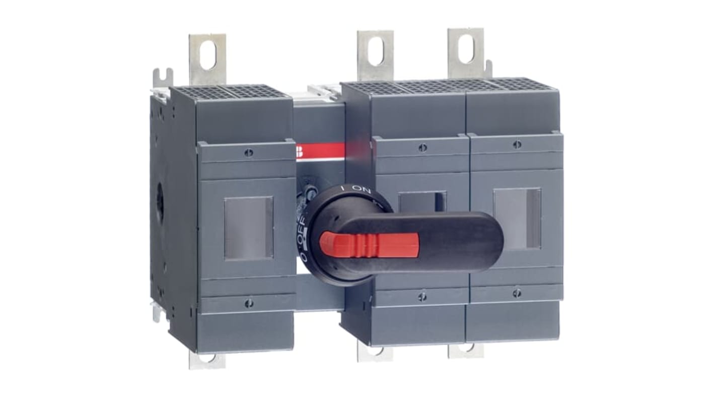 Sezionatore portafusibili ABB, 3 poli, fusibile 400A, tensione 500V, progettato per installazione semplice e condizioni estreme.