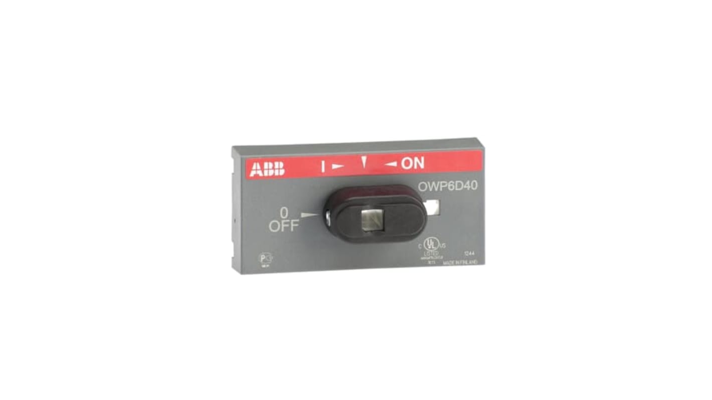 Set di connessione ABB OWP6D40 per meccanismi di commutazione a 6 e 8 poli, dimensioni 12x35x50 mm. Include accessori.