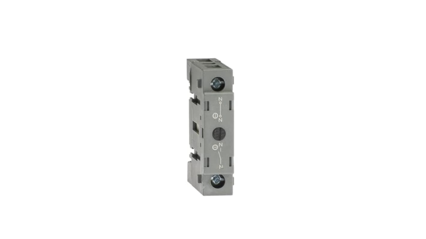 Interruttore ausiliario ABB OTPD40FP, terminale neutro per cablaggio ordinato, dimensioni 50x13x40 mm. Compatibile con serie OTPD.