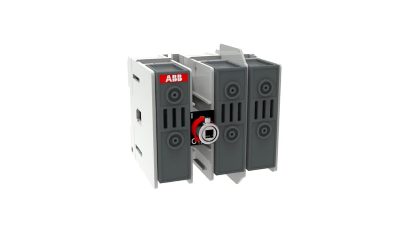 Sezionatore interruttore a fusibile ABB, 3 poli, 30 A, montaggio su base, modello OS30FAJ12P, classe J.