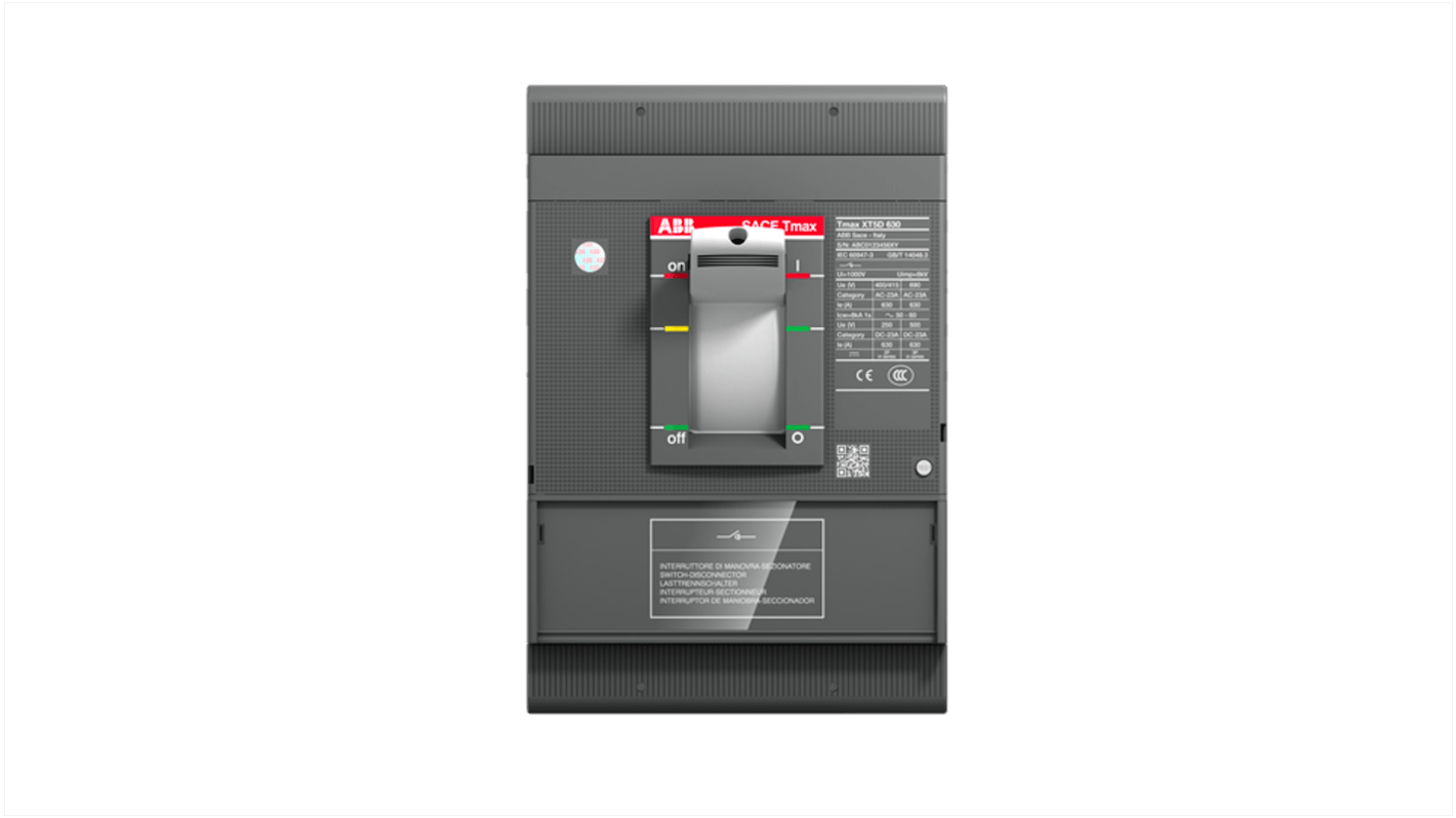 Sezionatore interruttore ABB XT5D, 3 poli, 400A, montaggio superficiale, modello 1SDA100546R1, conforme IEC.