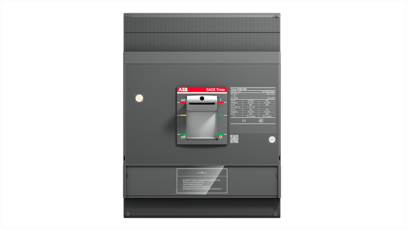 Sezionatore interruttore ABB XT6D, 3 poli, 800A, montaggio superficiale, conforme IEC, modello 1SDA100784R1.