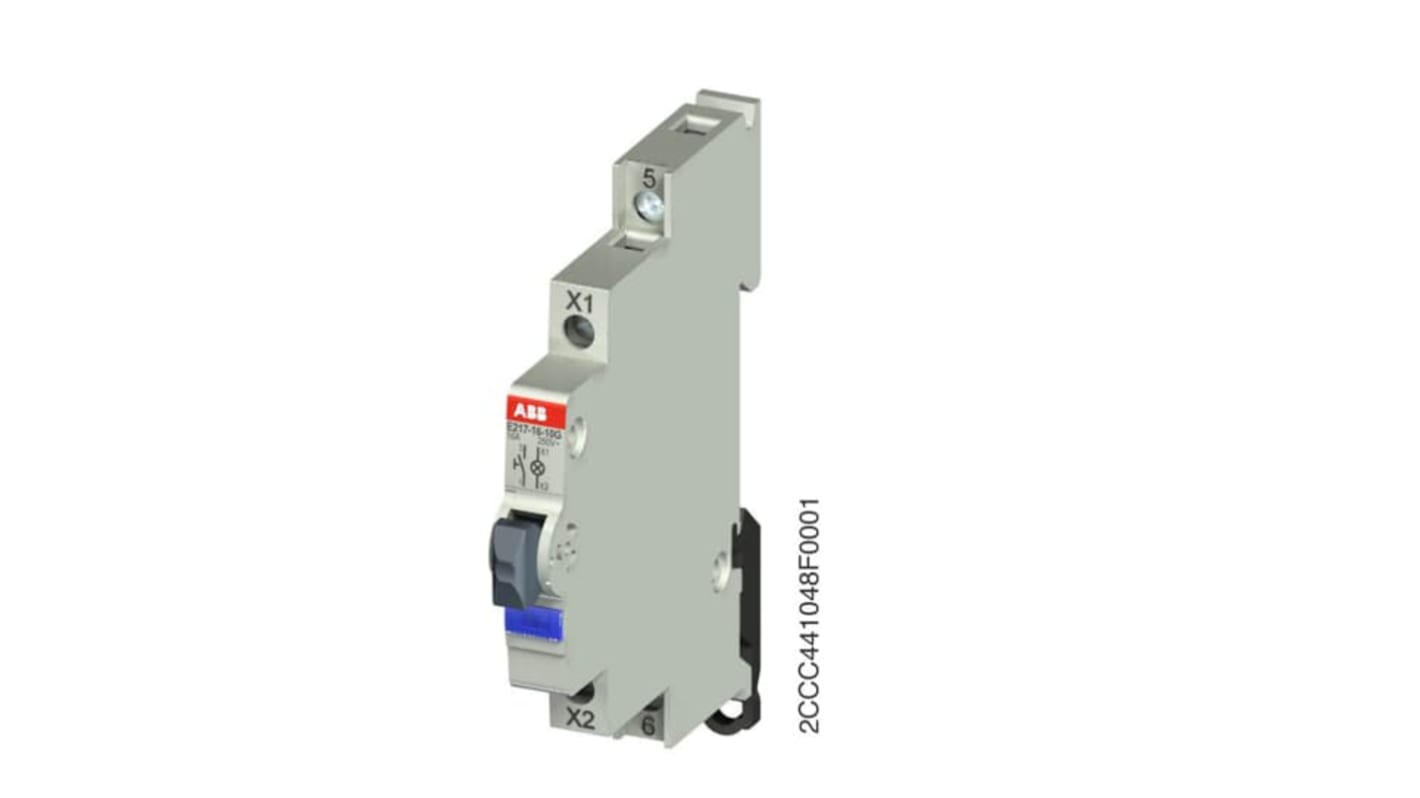 Luce pilota LED blu ABB E217, montaggio a pannello, 16 A, 250 V, grado di protezione IP20, per interruttori di controllo.