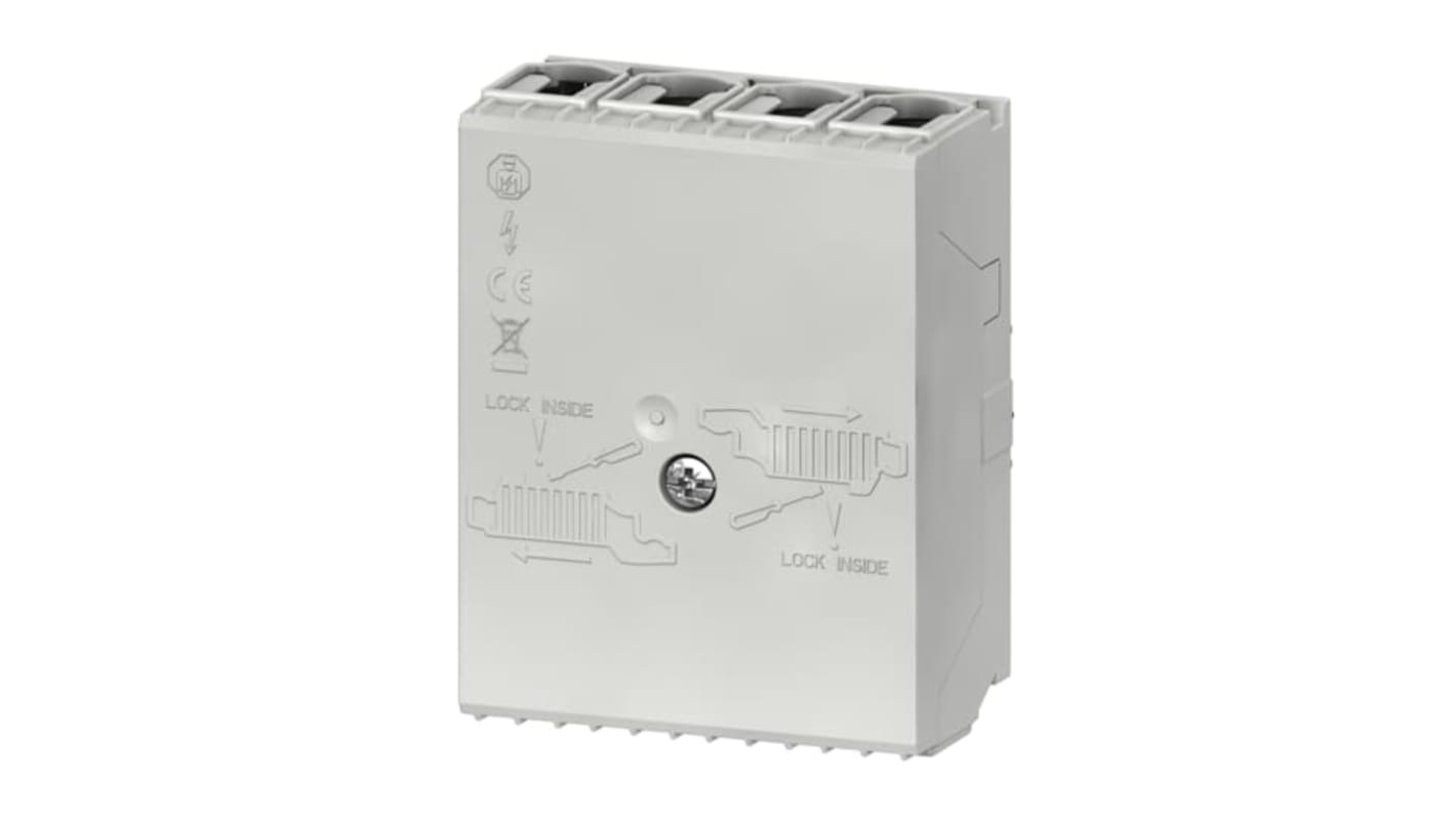 Morsettiera ABB 2CCF181820R0001 ZLS924-3LNAB per sistemi SMISSLINE TP, corrente 160 A, tensione 690 V, lunghezza 93 mm, con coperchio.