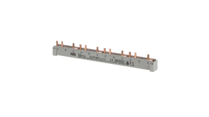 Barra di distribuzione trifase ABB PS3, 400V, 63A, design compatto per installazione rapida in automazione industriale.