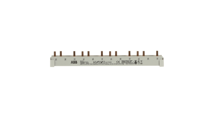 Barra di distribuzione trifase ABB PS3, 400V, 63A, design compatto per installazione rapida in automazione industriale.