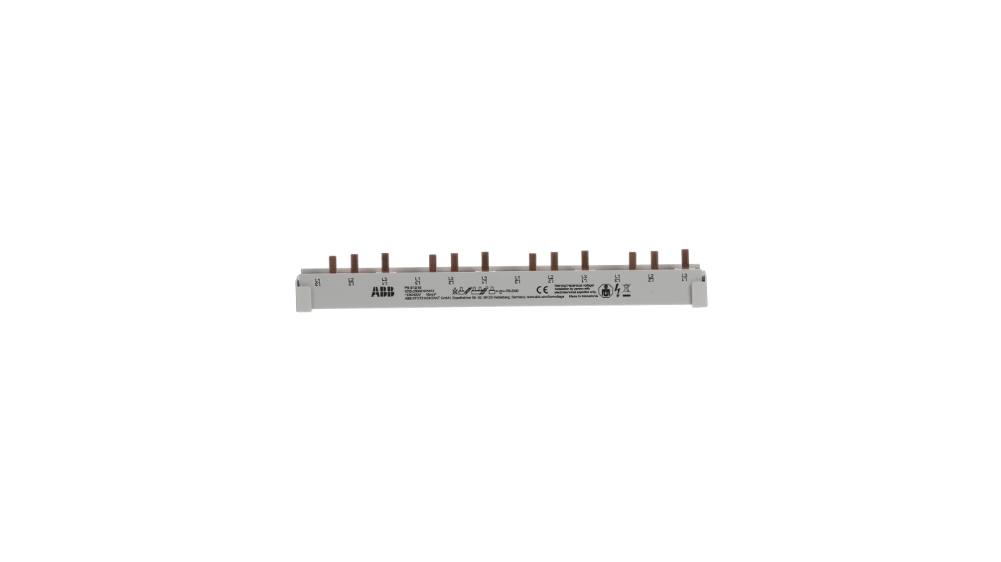Barra di distribuzione trifase ABB, 400V, 80A, colore grigio RAL 7035, montaggio in posizione 3, compatibile con dispositivi ABB.