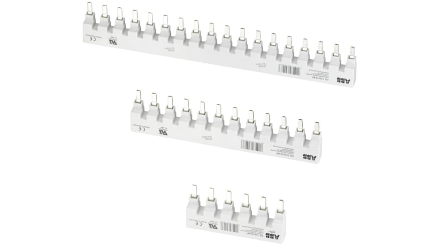 Barra di distribuzione trifase ABB, 400V, 6 pin, colore grigio chiaro, compatibile con serie S200 e F200.